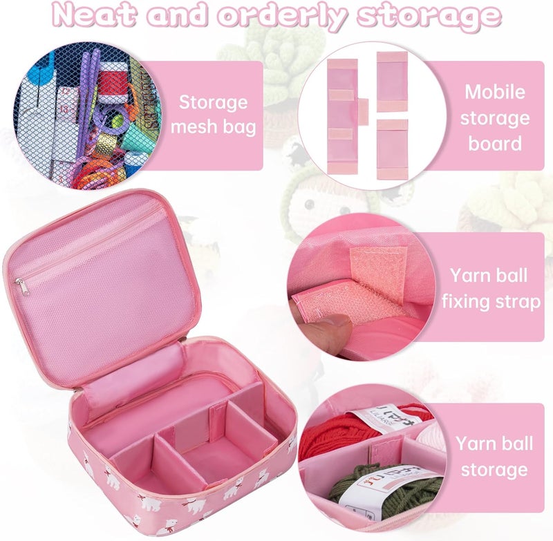 GMAK Crochet Kit for Beginners Adults, 59 PCS Crocheting Sets Include Yarn, Hooks and Tools, Portable Crochet Starter Kit for Making Variety Projects Crocheting Supplies, Pink Alpaca - Image 2